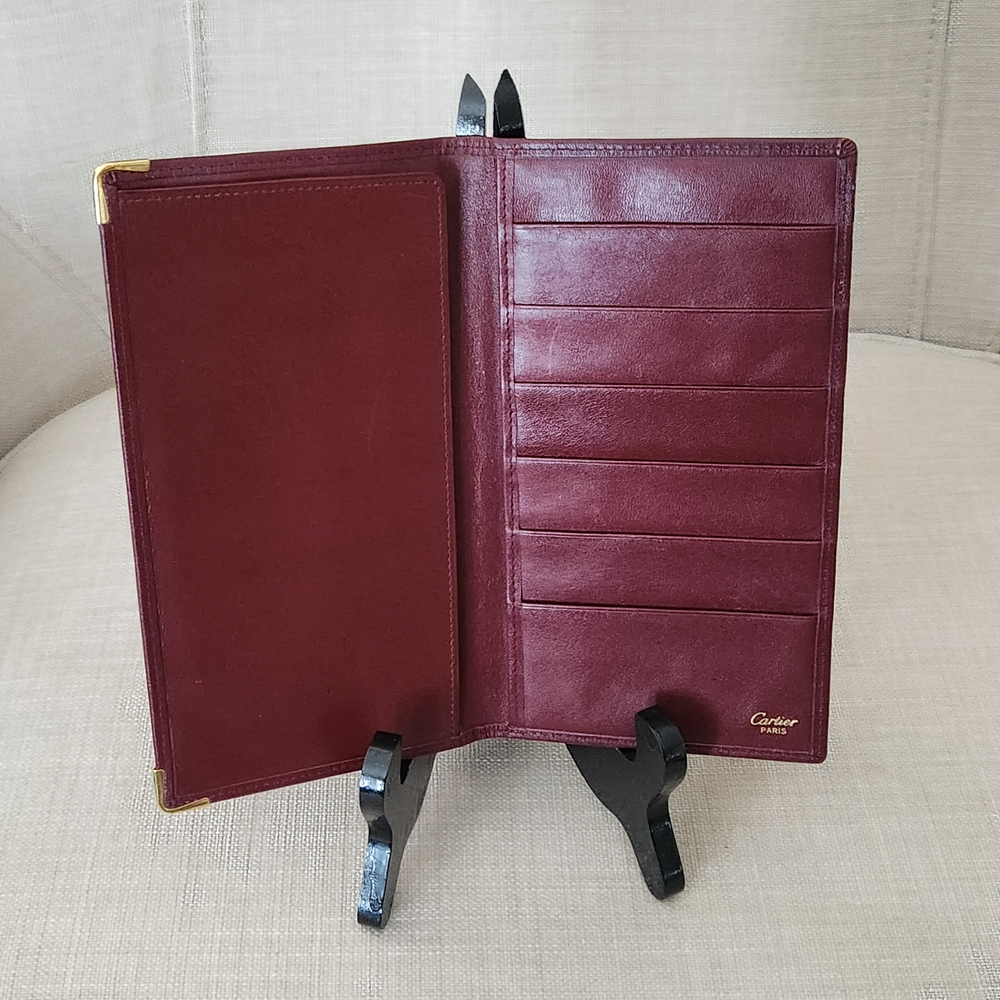 Cartier Vintage Bordeaux Bifold Wallet/ Checkbook - Picture 7 of 14